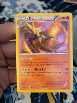 Pokemon TCG Delphox XY Base Set 26/146 Cosmos Holo Rare Card Played LP - Image 1