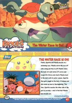 Pokemon Topps The Water Race is On! #47 Pikachu's Vacation Blue Logo - Image 1