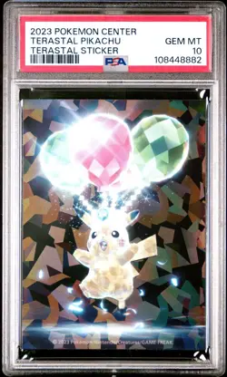 2023 POKEMON CENTER PIKACHU TERASTAL STICKER HOLO CRACKED ICE PSA 10 NINTENDO - Image 1