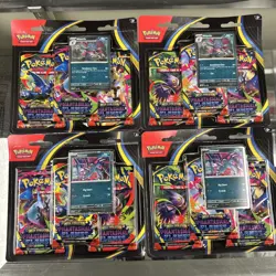 LOT OF 4! Pokemon Phantasmal Flames ME02 3-Pack Sealed Blister Lot - Image 1