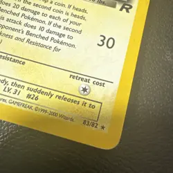 2000 Pokemon Team Rocket Dark Raichu Holo #83/82 - Image 3