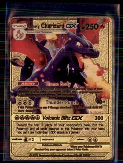 FAKE GOLD Custom Shinning Charizard GX Vinyl NM - Image 1