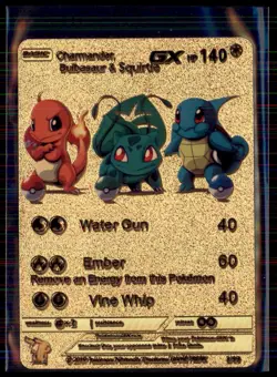 FAKE GOLD Custom Pokemon Charmander Bulbasaur Squirtle GX Vinyl NM Custom Art - Image 1
