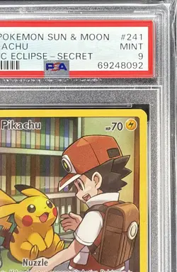 Pokemon Pikachu 241/236 Secret Rare Sun & Moon Cosmic Eclipse PSA 9 - Image 2