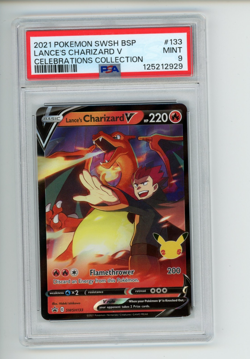 2021 Pokemon Celebrations Lance's Charizard V SWSH133 Black Star Promo PSA 9 - Image 1