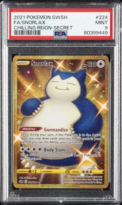 2021 POKEMON SWORD & SHIELD CHILLING REIGN SECRET #224 FULL ART/SNORLAX PSA 9 - Image 1