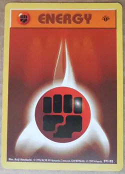 Fighting Energy 97/102 1st Edition "Shadowless" Non-Holo Base Set Pokemon LP - Image 1