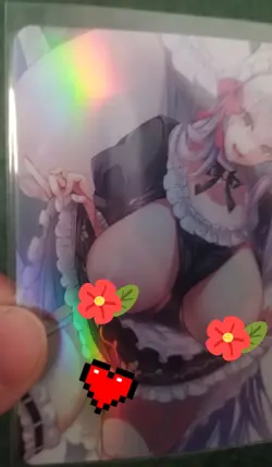 BEAUTIFUL BUXOM MAID RAINBOW FOIL WAIFU ANIME CARD - Image 2