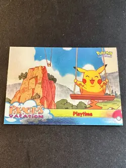 Playtime 1999 Topps HOLO Pikachu's Vacation Pokemon Card Blue Logo - Nm/Vlp - Image 1