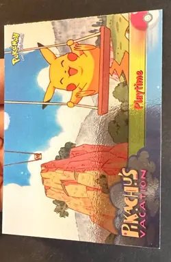 Playtime 1999 Topps HOLO Pikachu's Vacation Pokemon Card Blue Logo - Nm/Vlp - Image 2
