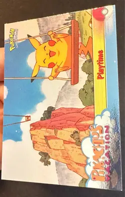 Playtime 1999 Topps HOLO Pikachu's Vacation Pokemon Card Blue Logo - Nm/Vlp - Image 3