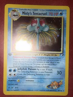 1st Edition Misty's Tentacruel Rare Holo Gym Heroes 10/132 Pokemon Card WOTC NM- - Image 1