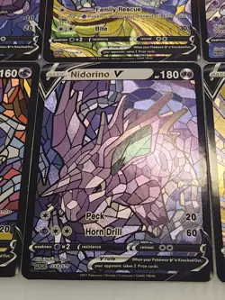 Nidoqueen & Nidoking 6 Card CUSTOM Made Stained Glass Holo Van Gogh Shiny Cards - Image 4