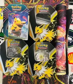 Pokemon Tins Fill w/ ETB Dice/Extras/Markers/Coins Charizard Playmat + 15 Cards - Image 1