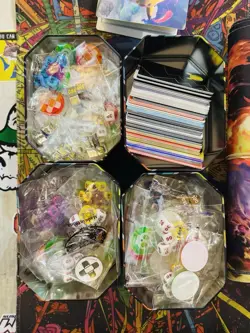 Pokemon Tins Fill w/ ETB Dice/Extras/Markers/Coins Charizard Playmat + 15 Cards - Image 2