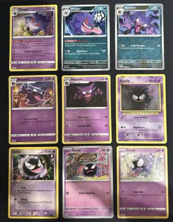 Pokemon TCG Gengar, Haunter, & Gastly Lot: 9 Card Collection Set - Image 1