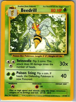 Beedrill 17/102 Non Holo Base Set - Pokemon Card - LP - Image 1