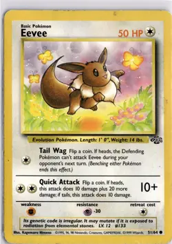 Pokemon TCG Eevee Jungle 51/64 Regular Unlimited Common Trading Card TCG - Image 1