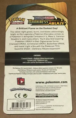 Pokemon TCG Sword & Shield Darkness Ablaze Booster Pack Pikachu + Coin SWSH039 - Image 2
