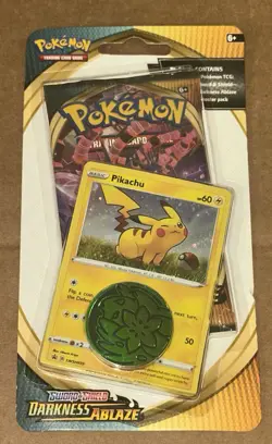 Pokemon TCG Sword & Shield Darkness Ablaze Booster Pack Pikachu + Coin SWSH039 - Image 3