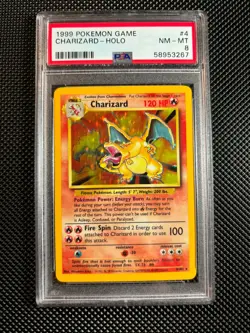 Pokemon Charizard Holo 1999 Base Set Unlimited #4 PSA 8 NM-MT - Image 2