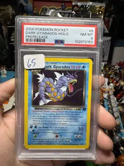 2000 Pokemon Rocket Dark Gyarados (Prerelease) 08/82 Holo PSA NM-MT 8 - Image 1