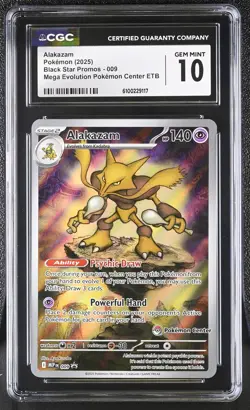 Alakazam Mega Evolution PokeMon Center Etb Black Star Promos 009 NM CGC 10 - Image 1