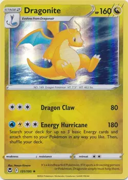 Holo Dragonite 131/195 Holo Rare Silver Tempest Pokemon TCG - Image 1