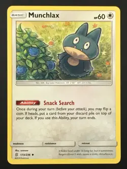 Pokemon TCG Munchlax 173/236 SM Unified Minds Uncommon Regular NM - Image 1