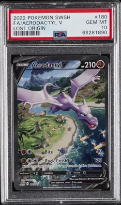2022 POKEMON SWORD & SHIELD LOST ORIGIN #180 FULL ART/AERODACTYL V PSA 10 - Image 1