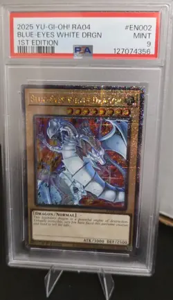 Yugioh - Blue Eyes White Dragon - Quarter Century Secret Rare - RA04-EN002 PSA 9 - Image 1