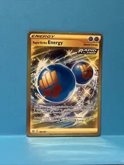 Pokemon TCG Rapid Strike Energy Gold Secret Rare Card 182/163 Battle Styles - Image 1