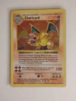 Pokemon TCG Charizard Holo Shadowless Card 004/102 Base Set 1999 - Image 1