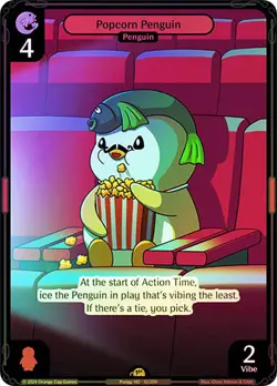 Vibes TCG FOIL Popcorn Penguin - Enter the Huddle Card # 012 - Image 1