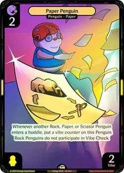 Vibes TCG FOIL Paper Penguin - Enter the Huddle Card # 044 - Image 1