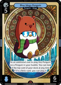 Vibes TCG Blue Mega Penguin - Enter the Huddle Card # 104 - Image 1