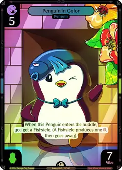 Vibes TCG FOIL Penguin in Color - Enter the Huddle Card # 078 - Image 1