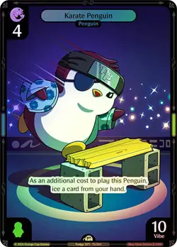 Vibes TCG FOIL Karate Penguin - Enter the Huddle Card # 075 - Image 1