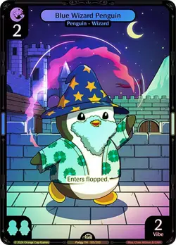 Vibes TCG FOIL Blue Wizard Penguin - Enter the Huddle Card # 105 - Image 1