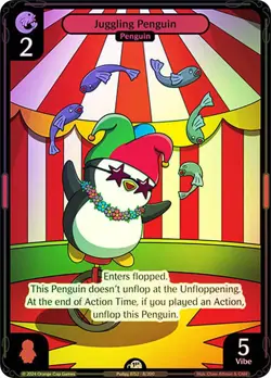 Vibes TCG FOIL Juggling Penguin - Enter the Huddle Card # 008 - Image 1