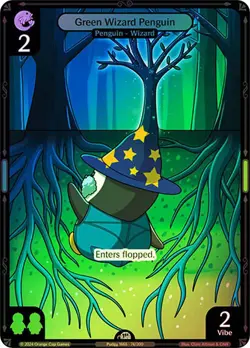 Vibes TCG FOIL Green Wizard Penguin - Enter the Huddle Card # 074 - Image 1