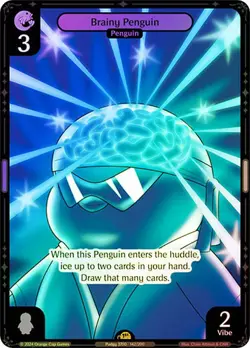 Vibes TCG FOIL Brainy Penguin - Enter the Huddle Card # 142 - Image 1
