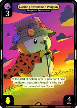 Vibes TCG FOIL Dashing Swordsman Penguin - Enter the Huddle Card # 035 - Image 1