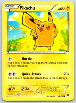 Pikachu - XY Base Set 42/146 Mahou Pokemon 151 Card NM - Image 1