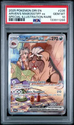 PSA 10 Pokemon TCG Arven's Mabosstiff EX #235/182 Sv10: Destined Rivals SAR - Image 1