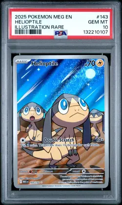 Pokemon PSA 10 GEM MINT Helioptile 143/132 (IR) Mega Evolution - Image 1