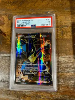 POKEMON 2014 XY Furious Fists Full Art LUCARIO EX #107 PSA 5 RARE - Image 1
