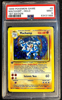 1999 POKEMON GAME BASE SET MACHAMP HOLO 1ST EDITION PSA 9 =GRD764= - Image 1