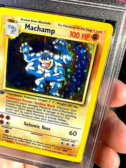 1999 POKEMON GAME BASE SET MACHAMP HOLO 1ST EDITION PSA 9 =GRD764= - Image 2