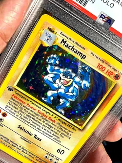 1999 POKEMON GAME BASE SET MACHAMP HOLO 1ST EDITION PSA 9 =GRD764= - Image 3